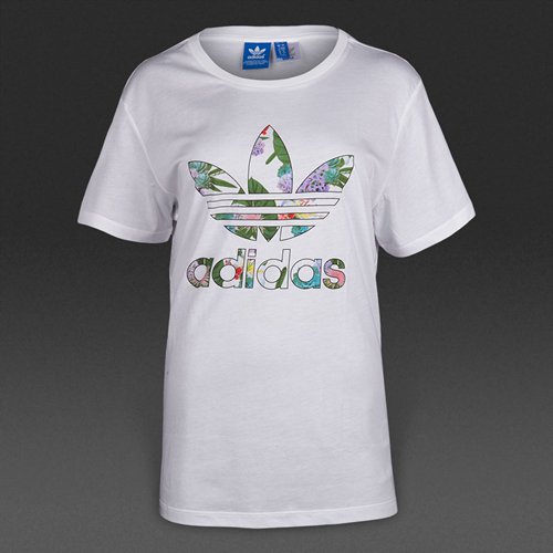 Adidas Originals Floral Boyfriend Trefoil Tee White for Women